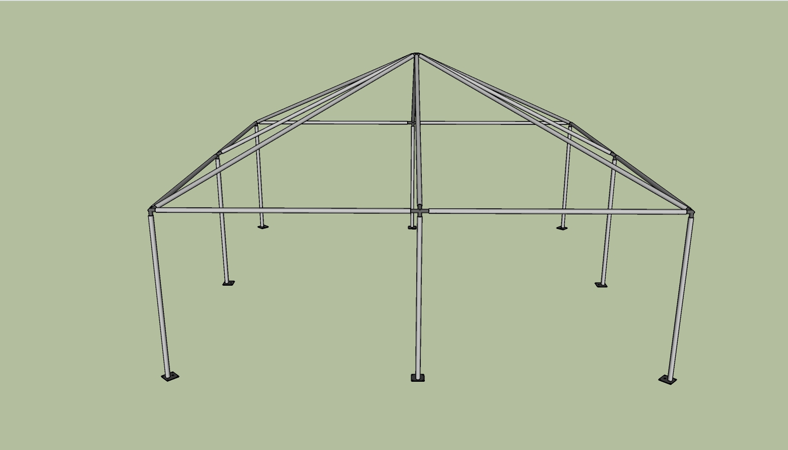 20x20 frame tent side view
